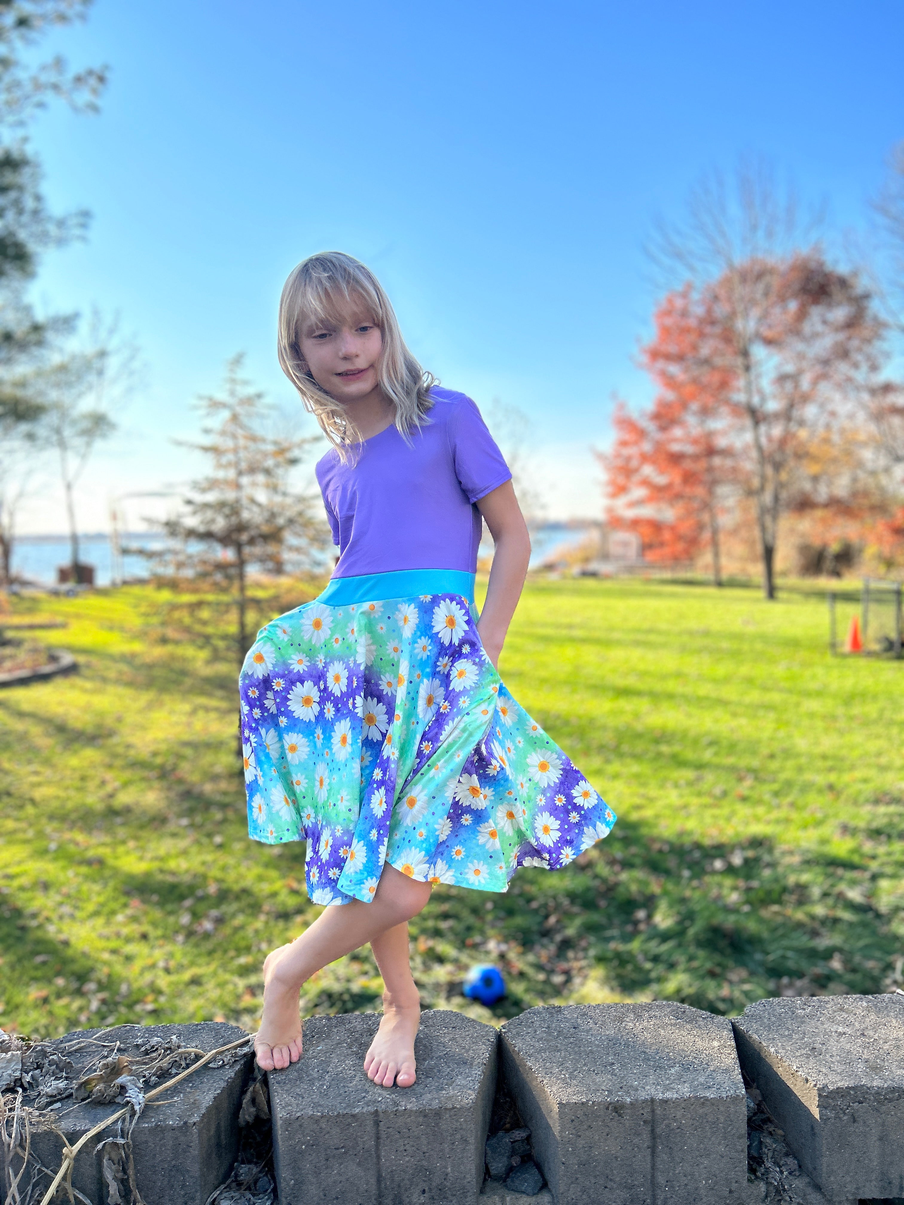 Color Block Floral Purple and Blue Dress 4t Color Block Floral Purple and Blue Dress 4t