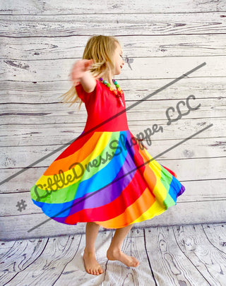 Red Rainbow Swirl Twirly Dress