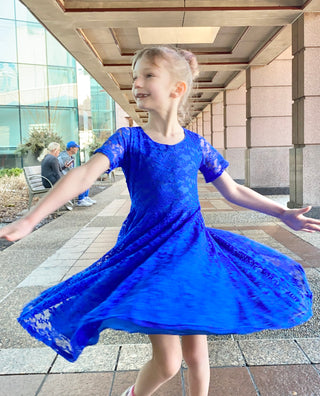 Royal Blue Lace Fancy Twirly Dress