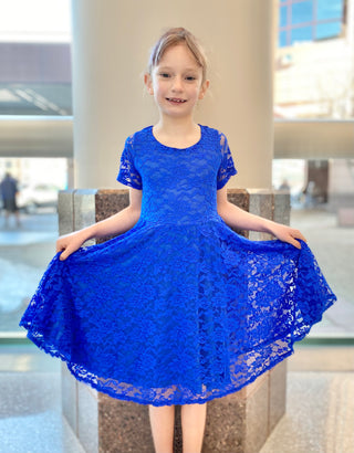 Royal Blue Lace Fancy Twirly Dress