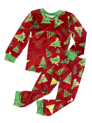 Red and Green Christmas Tree Gown and 2 piece set loungewear