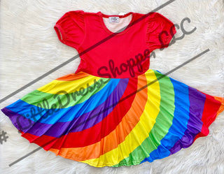 Red Rainbow Swirl Twirly Dress