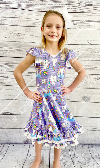 Caticorn purple twirly Dress