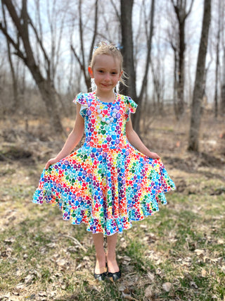 Rainbow Heart Twirly Dress