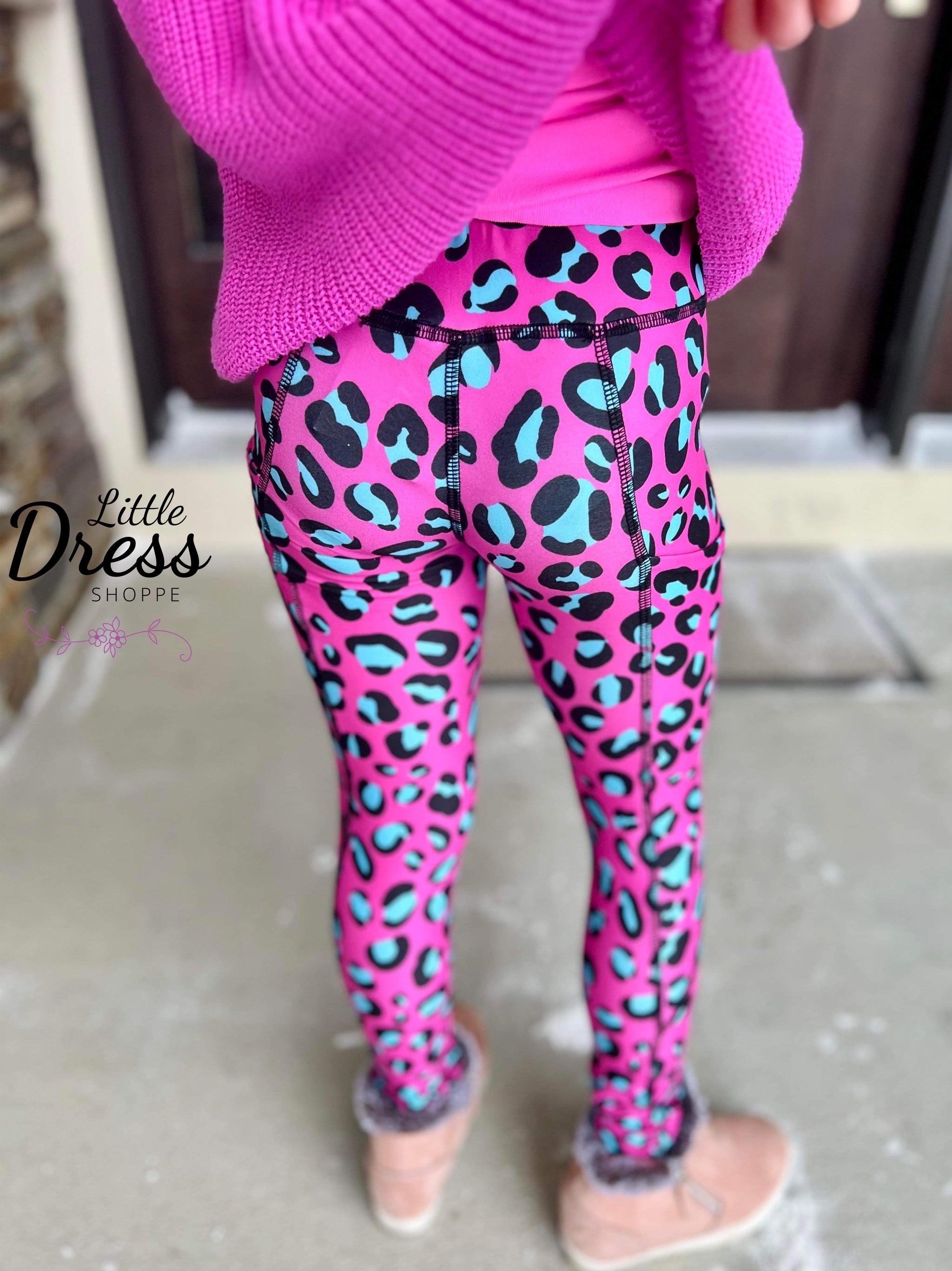 Pink and Blue leopard leggings – Little Dress SHOPPE
