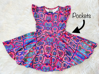 Purple or Pink Snakeskin Twirly Dress