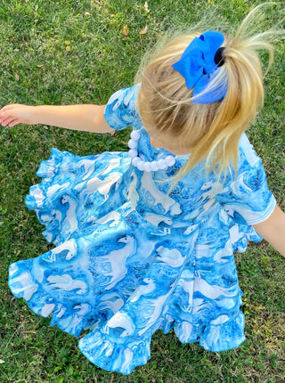 White Horse Twirly Dress