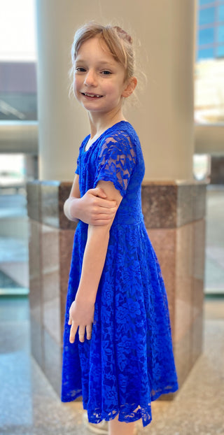 Royal Blue Lace Fancy Twirly Dress