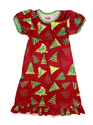 Red and Green Christmas Tree Gown and 2 piece set loungewear