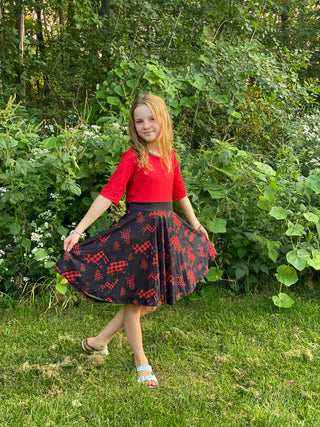 Woodland Animals Twirly Buffalo Plaid Dress, Matching Set 10 Woodland Animals Twirly Buffalo Plaid Dress, Matching Set 10