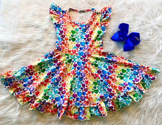 Rainbow Heart Twirly Dress