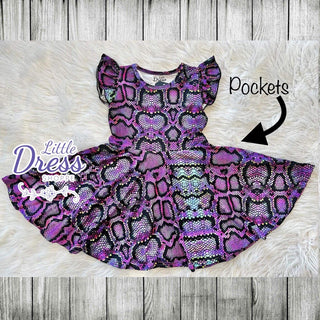 Purple or Pink Snakeskin Twirly Dress