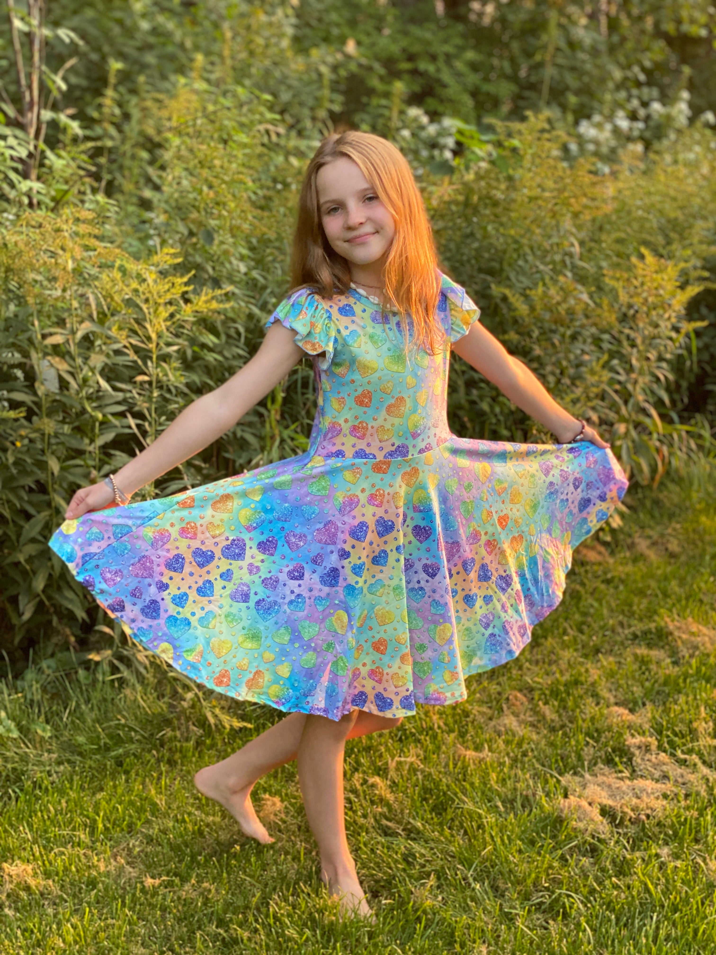 pastel heart dress Pretty Pastel Hearts Dress With Headband