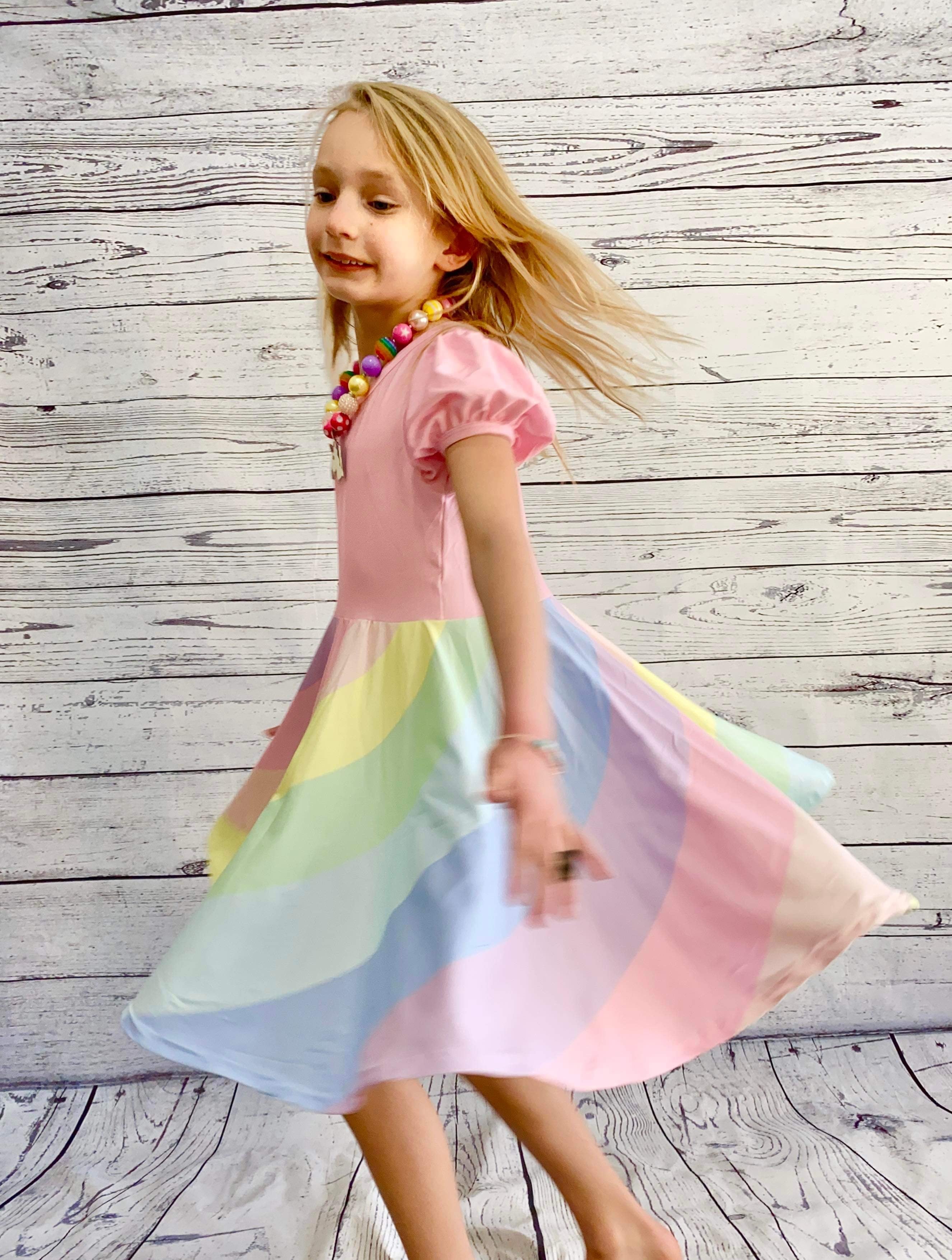 Pastel Pink Rainbow Dress 3T Pastel Pink Rainbow Dress 3T