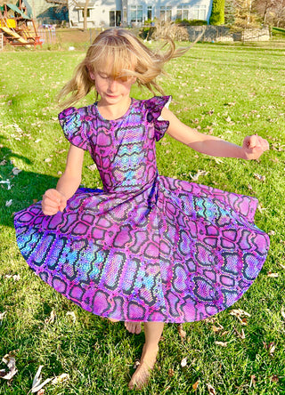 Purple or Pink Snakeskin Twirly Dress