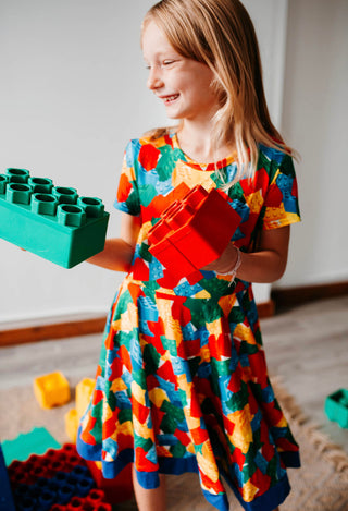 Building brick themed dress