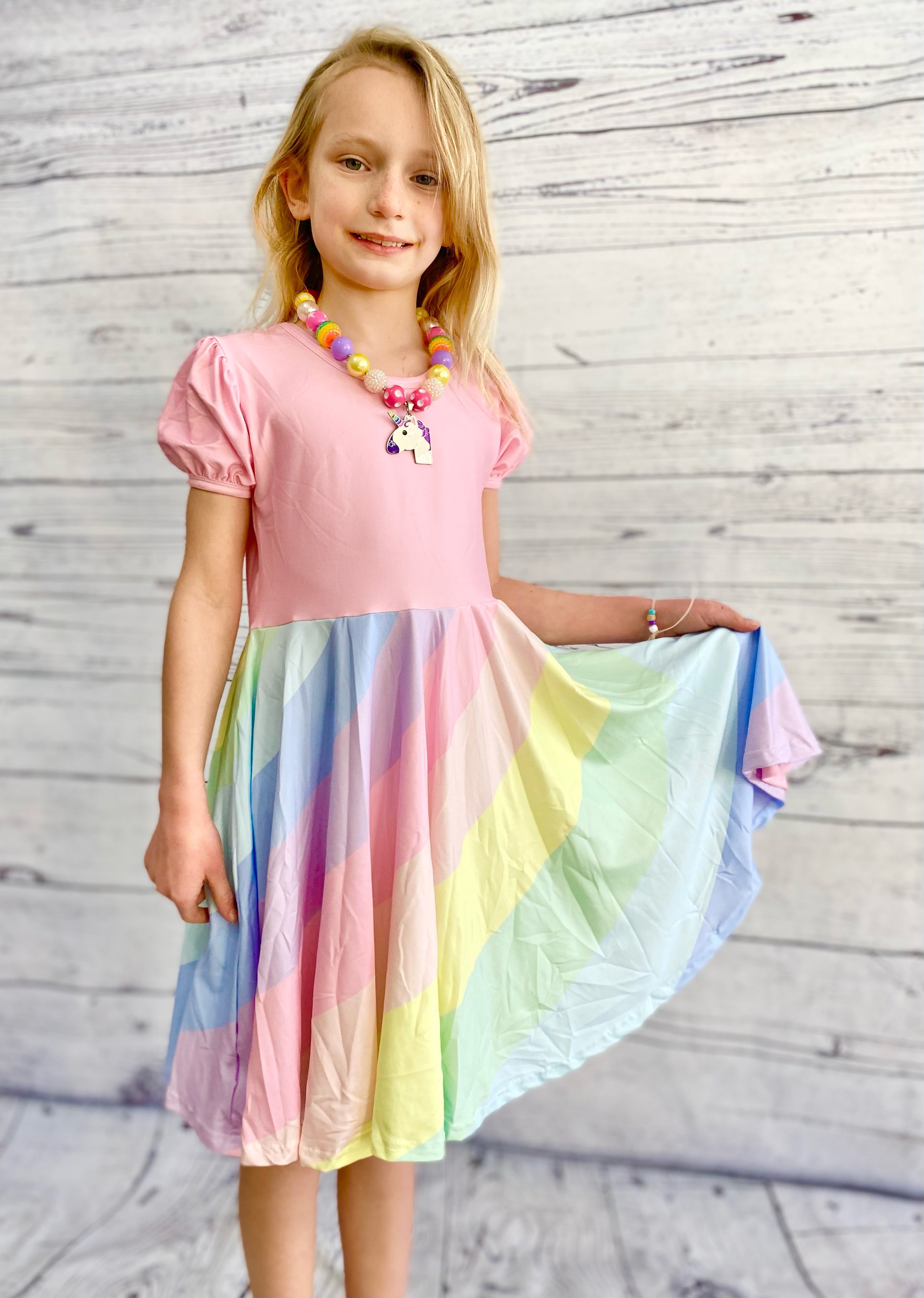 Pastel Pink Rainbow Dress 3T Pastel Pink Rainbow Dress 3T
