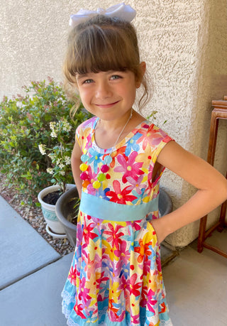 Floral Double Ruffle Twirly Tank Dress