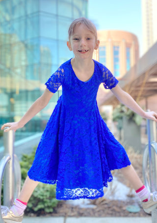 Royal Blue Lace Fancy Twirly Dress